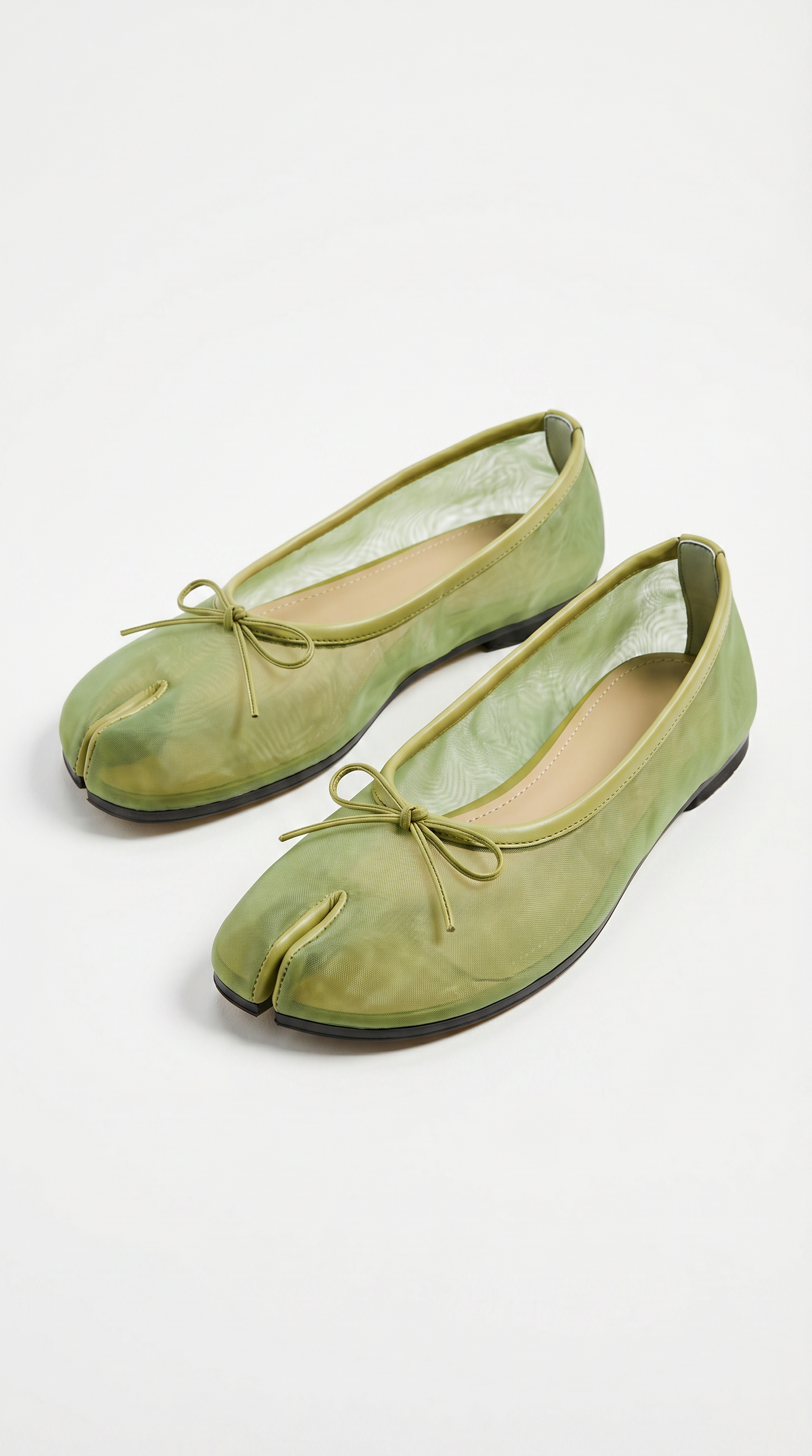 Green Mesh Tabi Ballet Flat