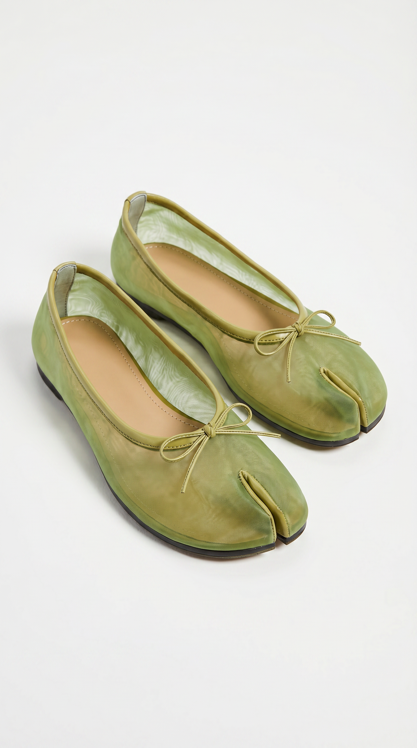 Green Mesh Tabi Ballet Flat