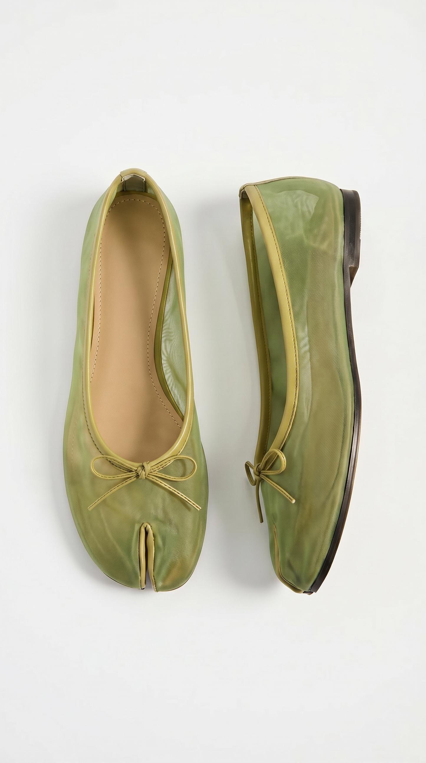 Green Mesh Tabi Ballet Flat