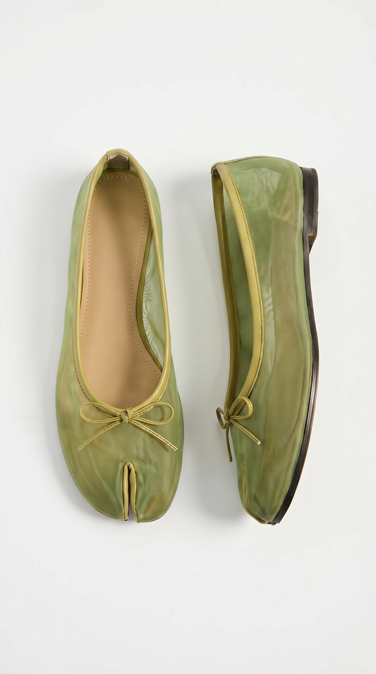 Green Mesh Tabi Ballet Flat
